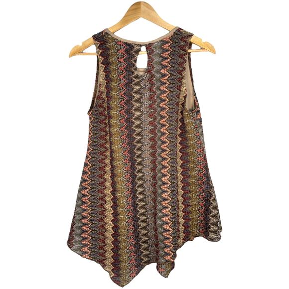 Elizabeth 90s Zigzag Knit Tank Top Asymmetrical Hem L - Picture 2 of 3